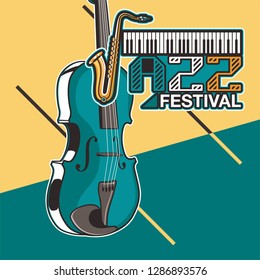 Live music show vintage poster design with acoustic guitar, vector illustration. Musical show flyer template. - Vector