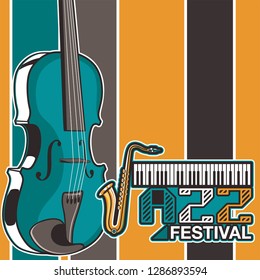 Live music show vintage poster design with acoustic guitar, vector illustration. Musical show flyer template. - Vector