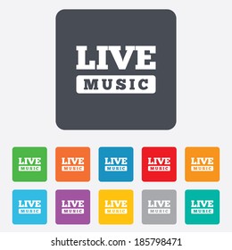 Live music sign icon. Karaoke symbol. Rounded squares 11 buttons. Vector
