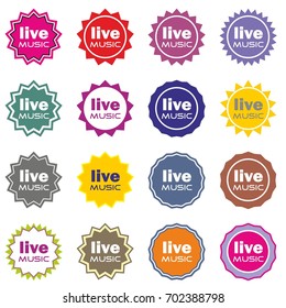Live music sign vector round label concept