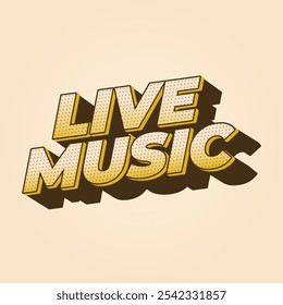 Live music. Text effect design in 3D style for social media marketing ads
