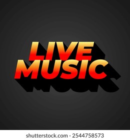 Live music. Text effect design in 3D style for social media marketing ads