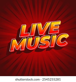Live music. Text effect design in 3D style for social media marketing ads