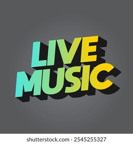 Live music. Text effect design in 3D style for social media marketing ads