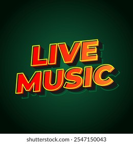 Live music. Text effect design in 3D style for social media marketing ads