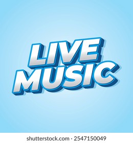 Música ao vivo. Design de efeito de texto em estilo 3D para anúncios de marketing de mídia social