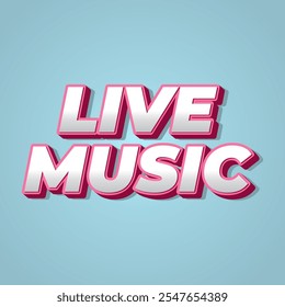 Música ao vivo. Design de efeito de texto em estilo 3D para anúncios de marketing de mídia social