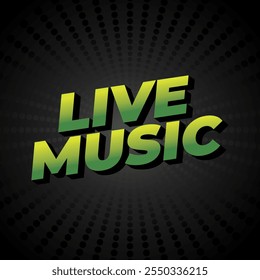 Live music. Text effect design in 3D style for social media marketing ads