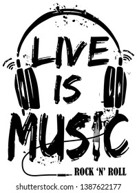 live is music typo text print t shirt