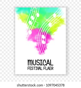 Live music vector. A colored explosion with a musical staff and notes