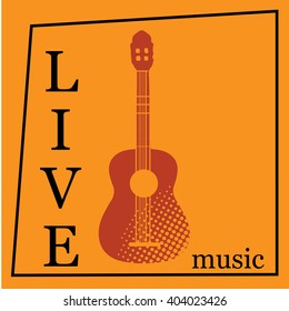 Live Music vector poster template. Can use for concert promotion in clubs, bars, pubs and public places. Poster with blank space for your text advertising message.