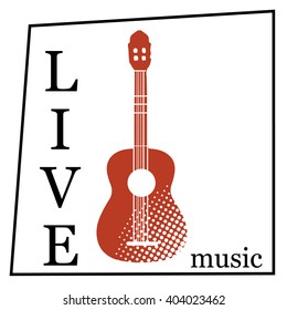 Live Music vector poster template. Can use for concert promotion in clubs, bars, pubs and public places. Poster with blank space for your text advertising message.