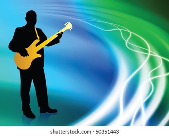 Live Musician on Abstract Liquid Wave Background Original Vector Illustration