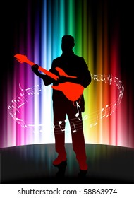 Live Musician on Abstract Spectrum Background Original Illustration