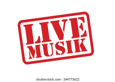 LIVE MUSIK Red Rubber Stamp Vector over a white background.