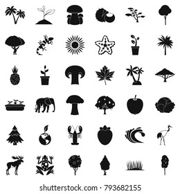 Live nature icons set. Simple style of 36 live nature vector icons for web isolated on white background