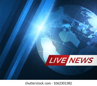 Live News gray background with Earth globe can be used for finance or business presentations, corporate annual report. EPS10.