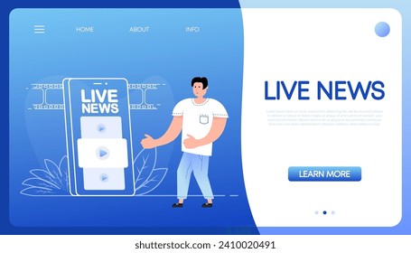 Live news people, great design for any purposes. . Isometric illustration. Online social network. Social media network.