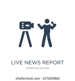 live news report icon vector on white background, live news report trendy filled icons from Communications collection, live news report vector illustration
