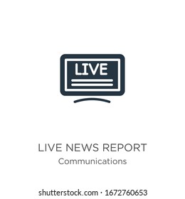 Icono de reportes en vivo vectorial. Icono de noticias de moda en directo de la colección de comunicaciones aislado en fondo blanco. La ilustración vectorial puede utilizarse para el diseño gráfico web y móvil, el logotipo, 