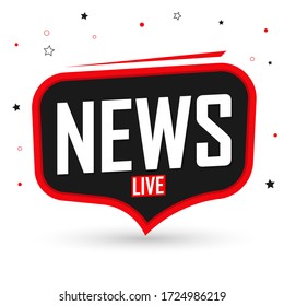 Live News, speech bubble banner design template, vector illustration