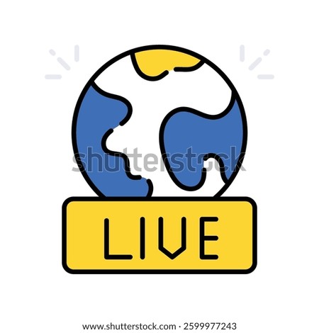 Live news vector filled outline icon. EPS 10 file