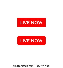 Vector de iconos de botón Live Now en estilo plano