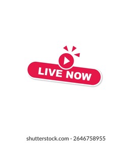Ilustração do botão Live Now .Red color.Vetor.