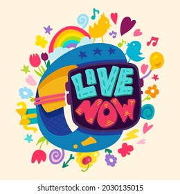 Live now creative inspirational lettering vector