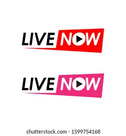 live now logo icon for TV News Entertaining show online sign banner vector illustration
