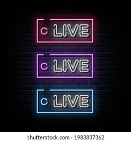 Live Now Neon Sign, Neon Symbol