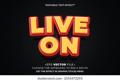 Live On 3d text effect editable effect