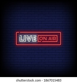 Live On Air Neon Signs Style Text Vector