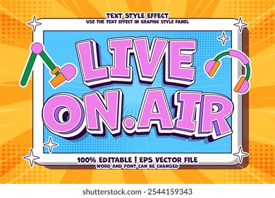Live On Air Text Effect Editable Classic Cartoon Style