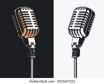 Live on stage open microphone drawing, transparent background clipart illustration