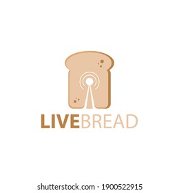 Live online cooking bread bakery logo. Online bread bakery with wifi icon in negative space style