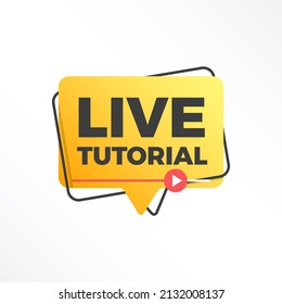 Icono de conferencia de etiqueta de color moderna de Tutorial en línea en vivo