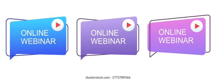 Live online webinar icons. Webinar concept, online distance communication.