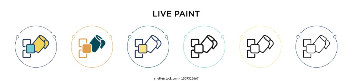 Live paint icon in filled, thin line, outline and stroke style. Vector illustration of two colored and black live paint vector icons designs can be used for mobile, ui, web