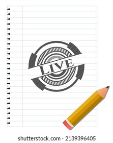 Emblema de lápiz en vivo. Ilustración vectorial. Detallado. 