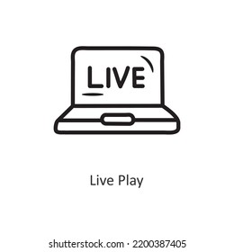Live Play vector outline Icon Design illustration. Gaming Symbol on White background EPS 10 File