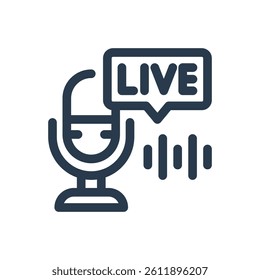 Live Podcast for Audio Streaming Vector Icon