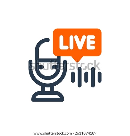 Live Podcast for Audio Streaming Vector Icon