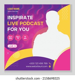 Live Podcast Social Media Post Design Template