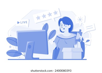 Live Product Review Illustration concept on a white background