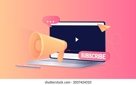 Lebe. Roter Button Live to Video, Blog, Show. Benachrichtigung. Hintergrund sozialer Medien. Marketing. Informationen über Veranstaltungen, Aktivitäten, Ankündigungen. Landing Page Konzept. Web