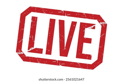 LIVE red rubber stamp vector design.