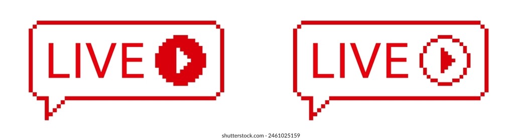 Live red video stream logo. Online broadcast icon.