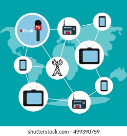 Live report Vector illustration Live report and transmission of information through a common network Infographics Flat design