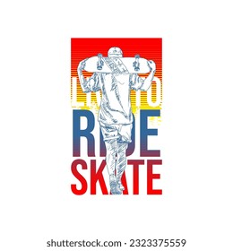 live to ride skate abstarct vintage fashion vector